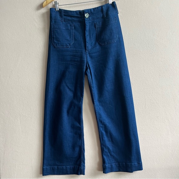 Anthropologie The Colette Denim Cropped Wide-Leg Jeans by Maeve Minimalist in 28 - Picture 2 of 14